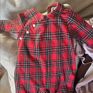 Cozy Red Plaid Kids Footie